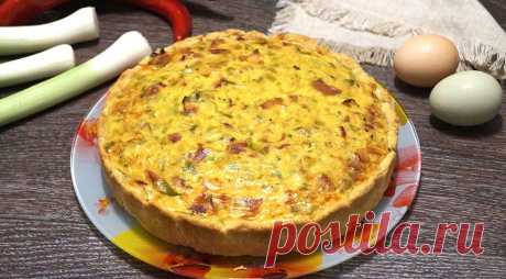 Киш с беконом и луком-пореем