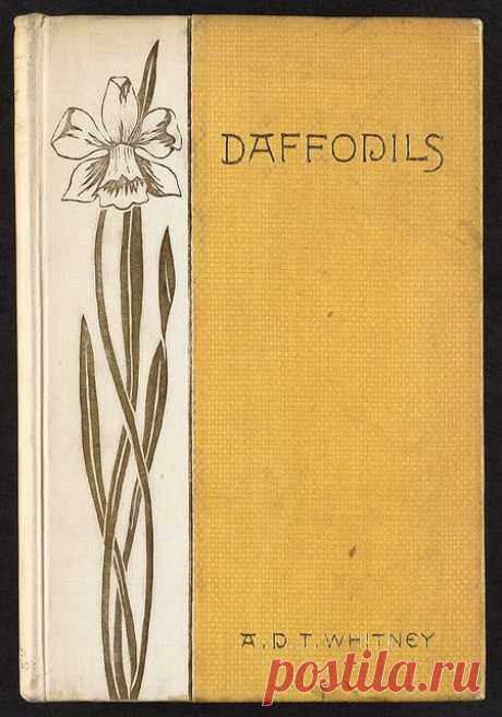 (235) Daffodils (1887). book binding: Sarah Whitman. Boston Public Library | Vintage &/or beautiful book covers | Нарциссы, Бостон и Переплет Книг