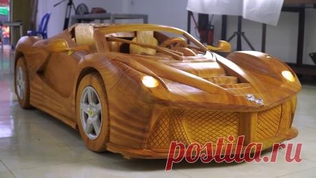 Суперкар FERRARI APERTA из дерева бензопилой своими руками