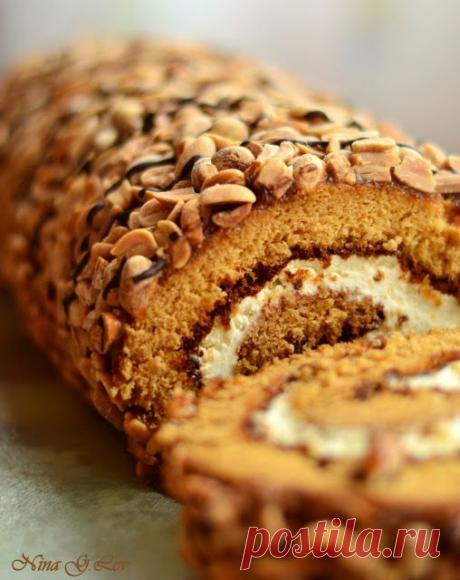 Моя копилка - Кухня: Рулет медовый с карамелью и арахисом
