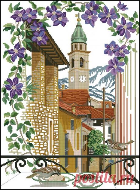 Вышивка крестом схемы домики крылечки смотреть