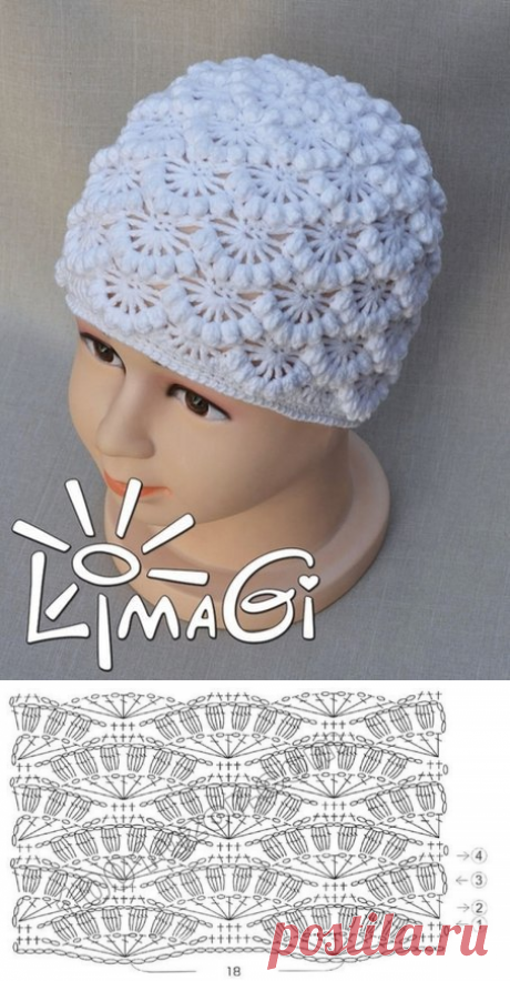 Ажурная шапочка объемным узором