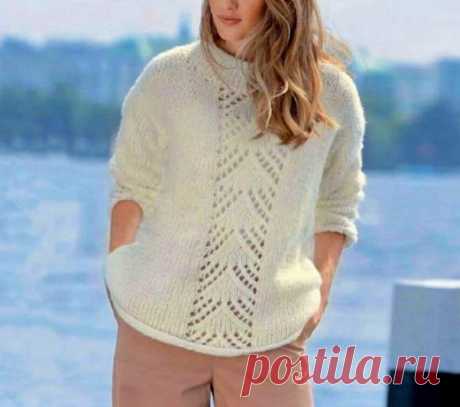 Элегантные стильные джемперы с ажурнымыми полосами (с описанием вязания) | Идеи рукоделия | Дзен