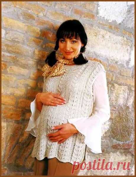 Ажурная безрукавка для будущей мамы. Спицами. / korzinochka.3dn.ru