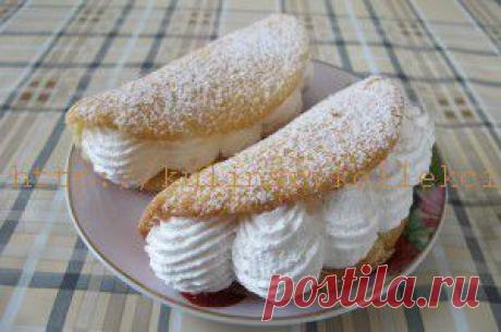 Бисквитные пирожные с белковым кремом | Кулинария своими руками