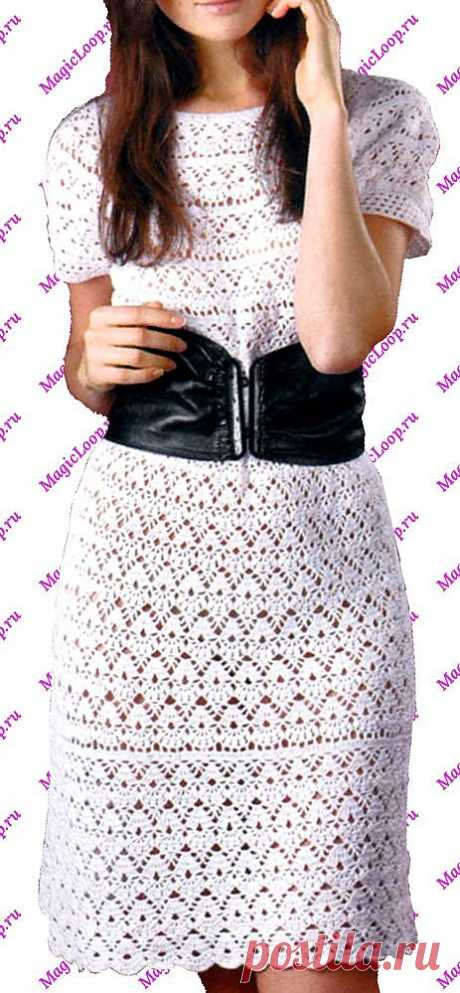 Узор лилия крючком. Вязаное платье и топ по одной схеме