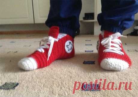 НОСКИ-КЕДЫ How to Make Crochet Converse Slippers - Crochet - Handimania