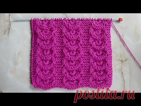 Узор из ажурных дорожек Вязание спицами Видеоурок 194