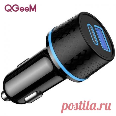 QGEEM 36W USB Car Charger USB C PD 18W LED Light QC3.0 Fast Charging Adapter For - US$7.99