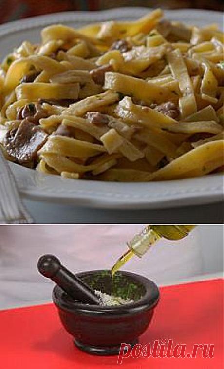 Тальятелле с песто из трав с грибами рецепт – вегетарианская еда: паста и пицца