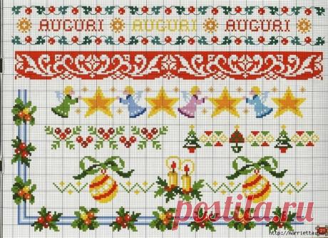 Новогодняя бордюрная вышивка Новогодняя бордюрная вышивкаНовогодняя бордюрная вышивка это лучшее решение для украшения скатертей, салфеток и мешочков.