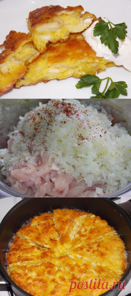 Ленивый пирог с курицей, на сковороде/Сайт с пошаговыми рецептами с фото для тех кто любит готовить