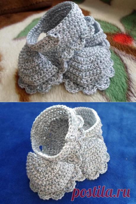 Вязание крючком. Летние пинетки для малыша. Мастер-класс с пошаговыми фото