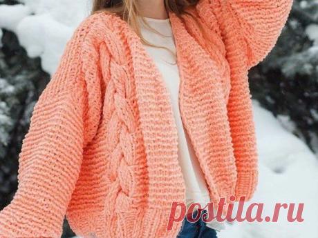 Стильный кардиган "бомбер" спицами. ВЯЗАНЫЙ «БОМБЕР» - МОДНЫЙ ТРЕНД СЕЗОНА 2020/21.