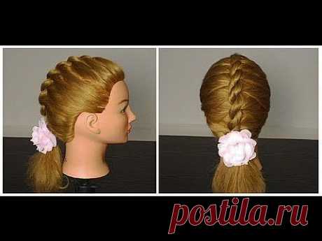 Плетение кос. Легкая прическа. French Twist into Rope Braid Tutorial - YouTube