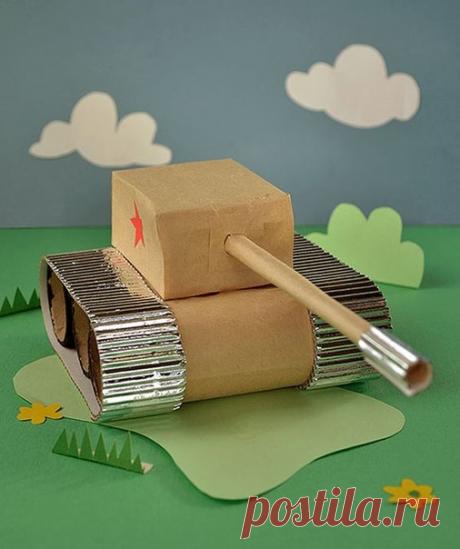 Творчество с детьми. Танк из бумаги и втулок.