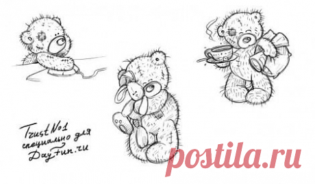 Как нарисовать мишку Тедди карандашом поэтапно