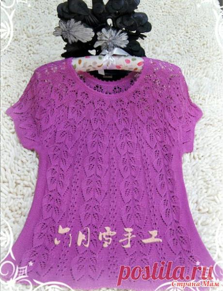 Пуловер спицами узором "листья" - ВЯЗАНАЯ МОДА+ ДЛЯ НЕМОДЕЛЬНЫХ ДАМ - Страна Мам