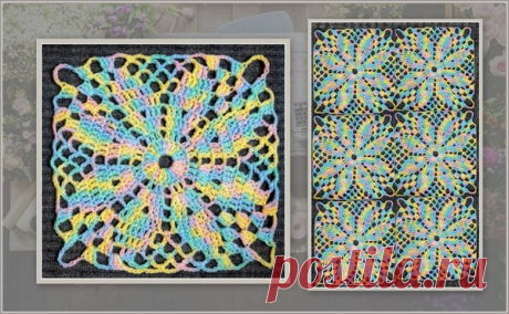 Вязание квадратного мотива крючком | Уголок рукоделия "Мотив" | Яндекс Дзен