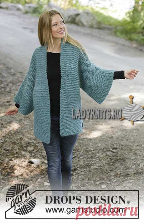 Описание вязания простого женского кардигана платочной вязкой