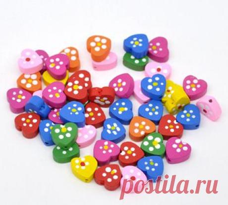 Aliexpress.com: Купить оптовую 100 Mixed Многоцветный милый сердцу деревянные бусины 14x13mm (w02511) от поставщиков надежных шарик металлов на выводах Всемирной