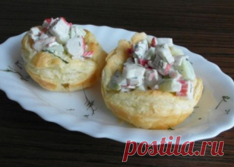 Салат с крабовыми палочками в тарталетках