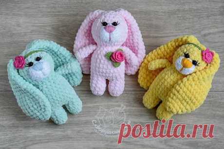 Плюшевый весенний зайка | Амигуруми крючком схемы и описания