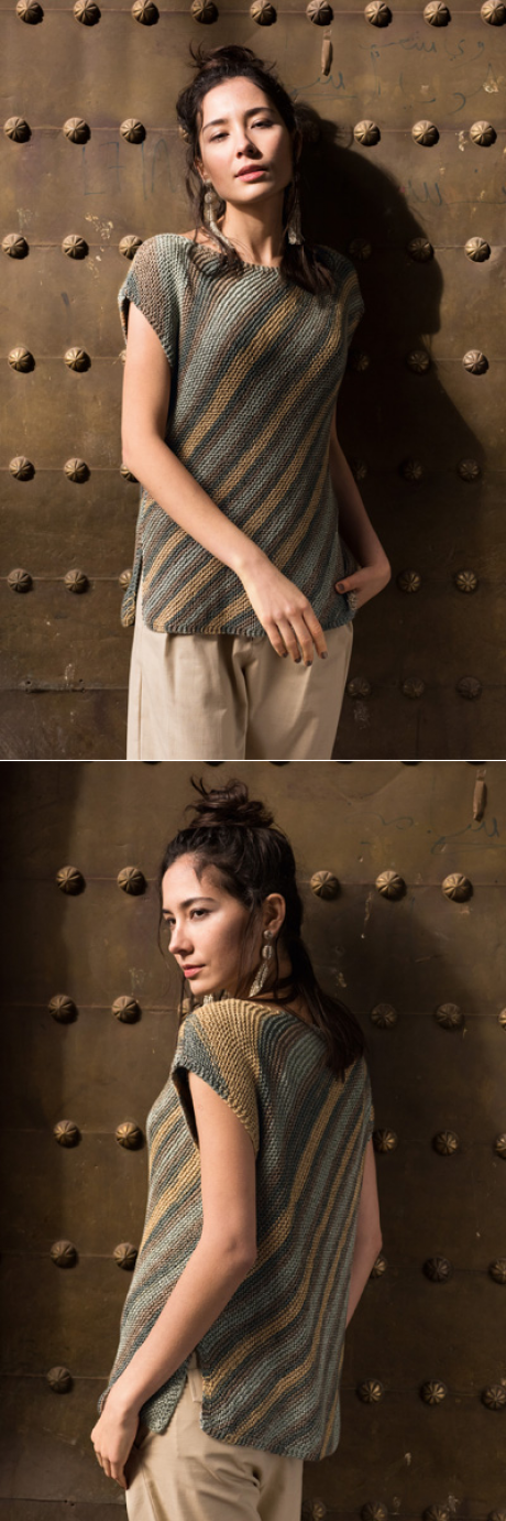 Летний топ спицами в полоску по диагонали - Портал рукоделия и моды