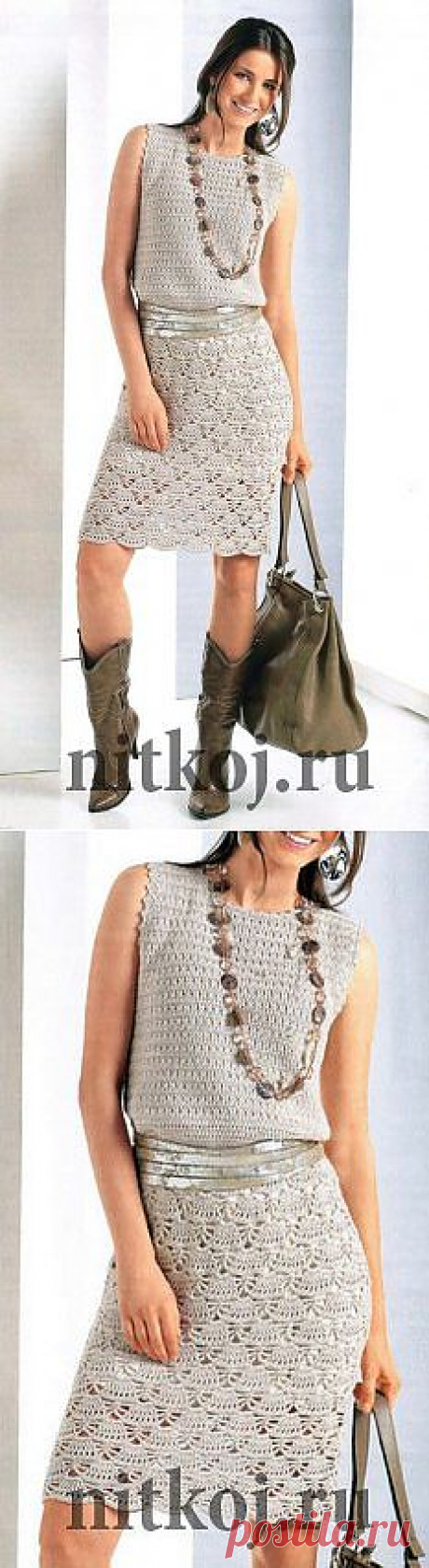 Платье, веерный узор крючком » Ниткой - вязаные вещи для вашего дома, вязание крючком, вязание спицами, схемы вязания