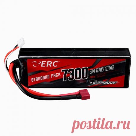 Sunpadow erc 7.4v 7300mah 100c 2s lipo battery t plug for rc car Sale - Banggood.com