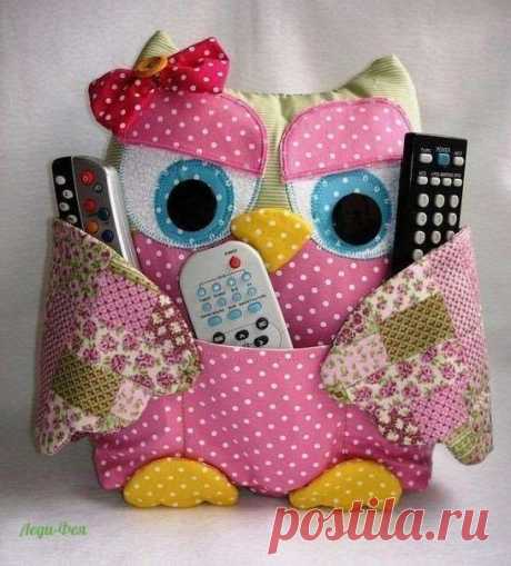 Замечательные совушки-подушки с кармашками. Не теряйте пульт — доверьте его сове :) | Люблю Себя