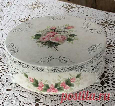 Круглая шкатулка шебби- шик " Розовая" | Страна Мастеров