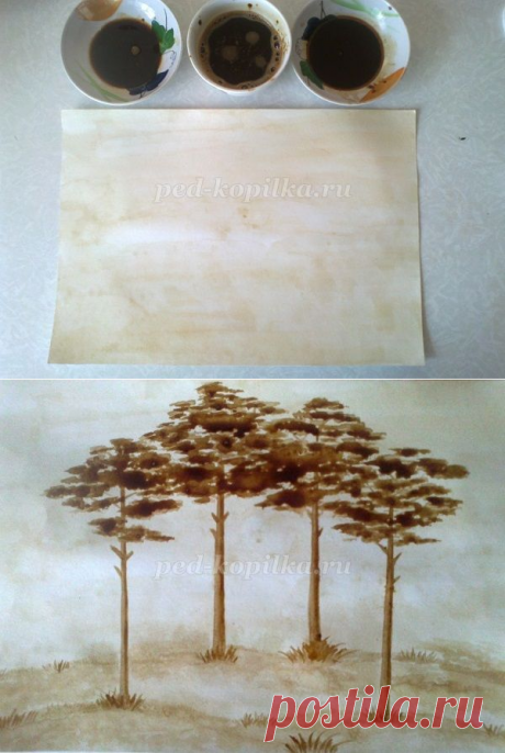 Рисование кофем на бумаге в детском саду. Мастер-класс с пошаговыми фото