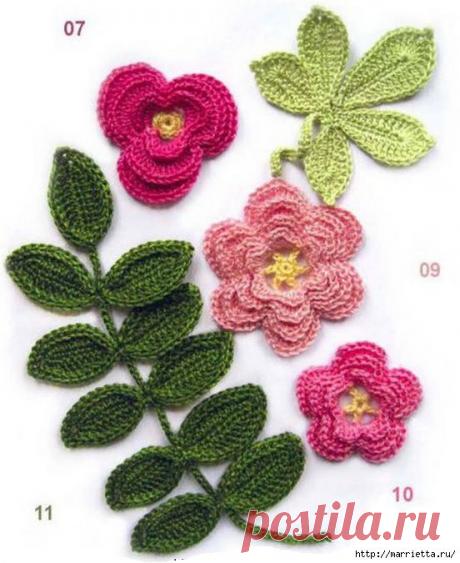 Вязание крючком. Схемы цветов.