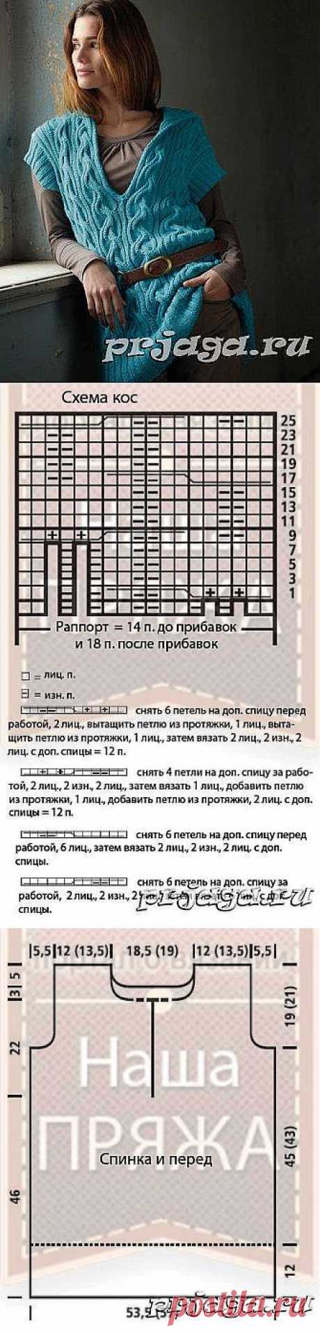 Вязание спицами безрукавки с капюшоном