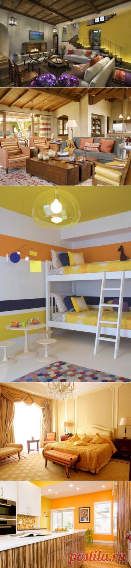 Как правильно сочетать желтый и оранжевый цвета в интерьере | Роскошь и уют