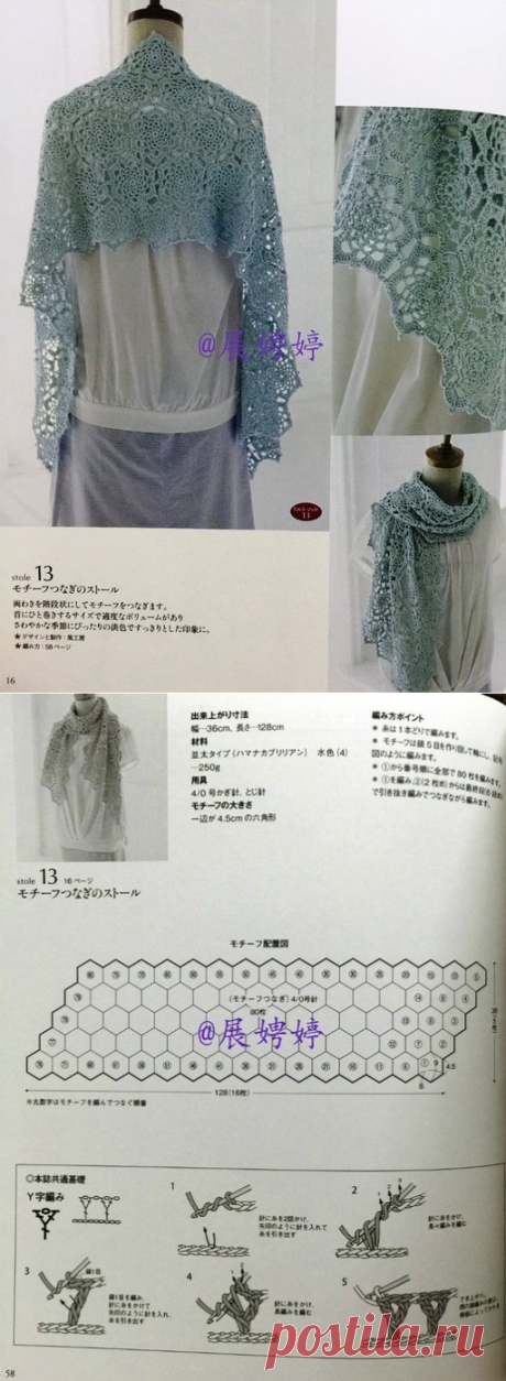 ГОЛУБОЙ ПАЛАНТИН ИЗ АЖУРНЫХ МОТИВОВ