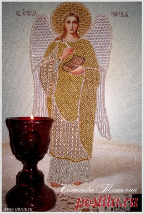 Оклад на икону Всецарица и архистратиг Рафаил | Золотошвейная мастерская «Убрус»