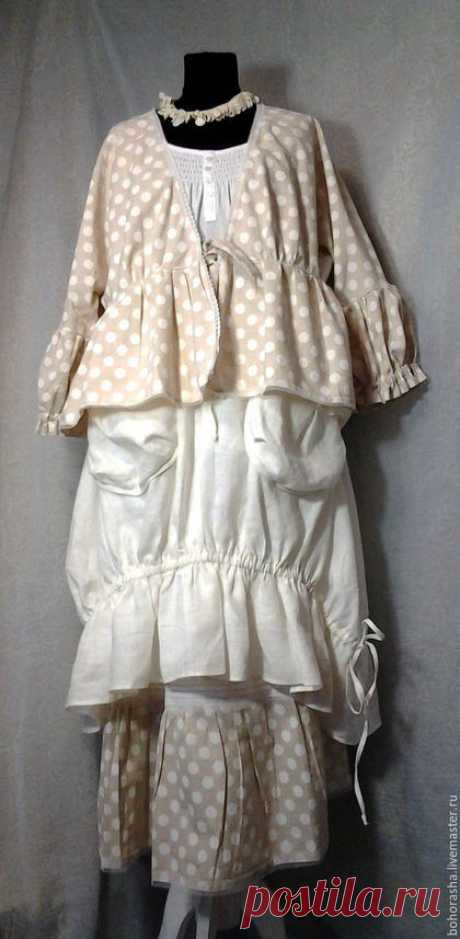 Купить Подъюбник в горох для комплектов Бохо - белый, в горошек, подъюбник, многослойная юбка, многослойность