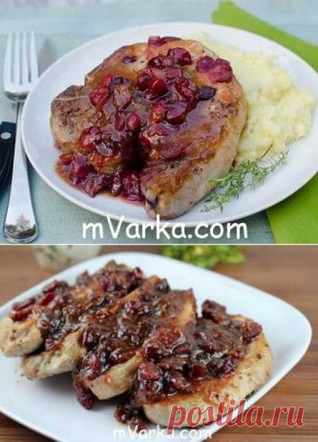 Свиные отбивные в мультиварке в соусе из клюквы