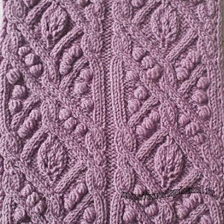 Красивый узор спицами, листики спицами, нуппы крючком, схема узора - Самые красивые узоры спицами Красивый узор спицами, листики спицами, нуппы крючком, схема узора, красивые узоры спицами со схемами, простые, узоры со спицами,