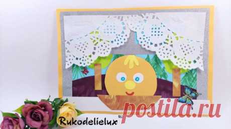 Аппликация Колобок на окошке для занятия на тему сказок для детей — простая поделка с элементами рисования