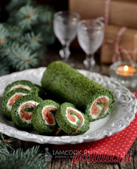 Шпинатный рулет с лососем и сливочным сыром — рецепт с фото пошагово