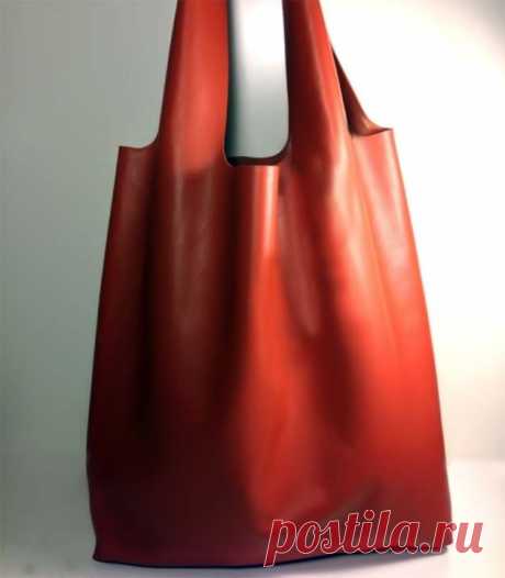 Сумка из кожи, как сшить по выкройке кожаный пакет-мешок | Идеи для творчества, рукоделие