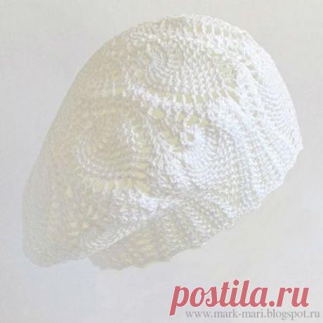 Вяжем крючком.Схема кружевного беретика.