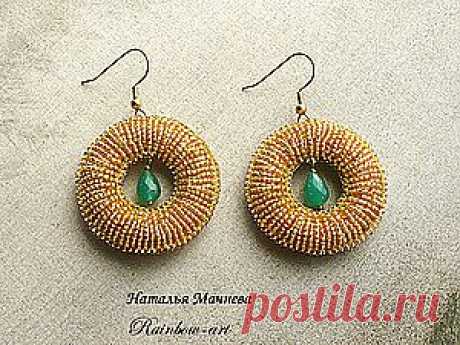 Серьги, вышитые бисером, "Жар-птица" - Ярмарка Мастеров - ручная работа, handmade