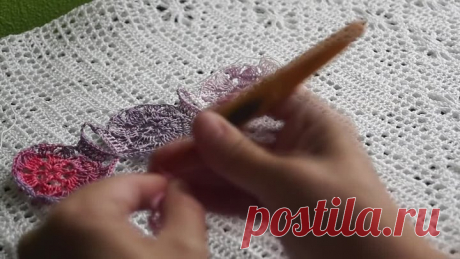 Шестиугольные мотивы безотрывным способом (crochet motifs)