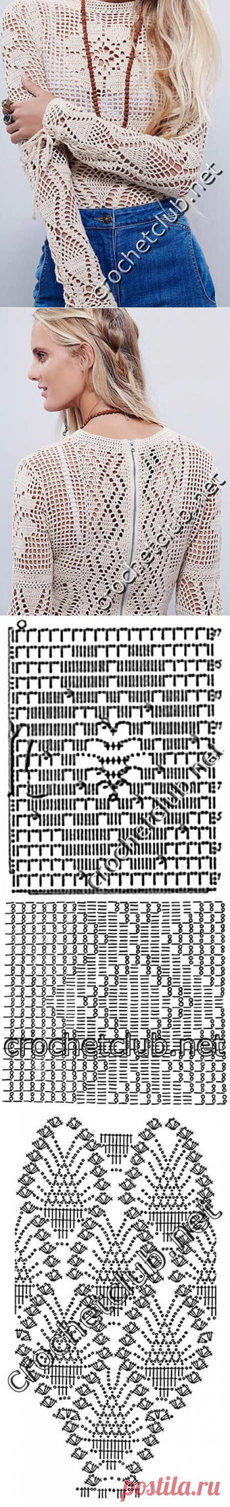 Пуловер крючком от Free People - Вязание Крючком. Блог Настика