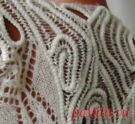 Купить Туника,,Новая сказка,, - белый, пуловер, пуловер вязаный, пуловер женский, пуловер ажурный