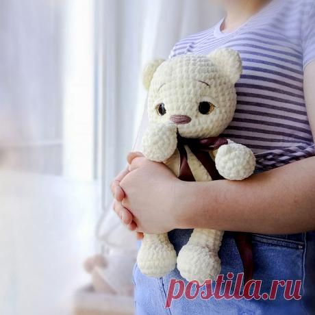 PDF Мой Мишка крючком. FREE crochet pattern; Аmigurumi toy patterns. Амигуруми схемы и описания на русском. Вязаные игрушки и поделки своими руками #amimore - плюшевый медведь, большой медвежонок, мишка из плюшевой пряжи.